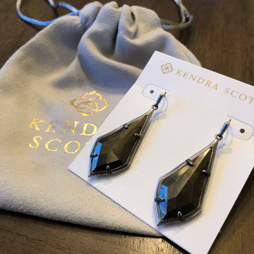 Pyrite and Antique Silver Kendra Scott Earrings